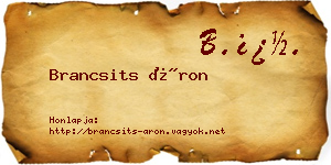 Brancsits Áron névjegykártya